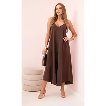 Dámské šaty Mušelínové šaty na ramínka hnědá UNI