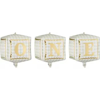 Balónek BALÓNKY FÓLIOVÉ KOSTKY ONE 34 X 36 CM 3 KS ROČEK JEDNIČKA PRVNÍ