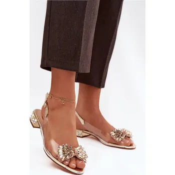 Dámské sandále Průhledné sandály s mašlí D&A MR52-231 zlaté 39