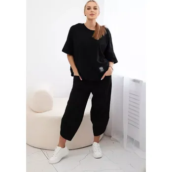 Dámská halenka Bavlněný komplet halenka + kalhoty černý UNI