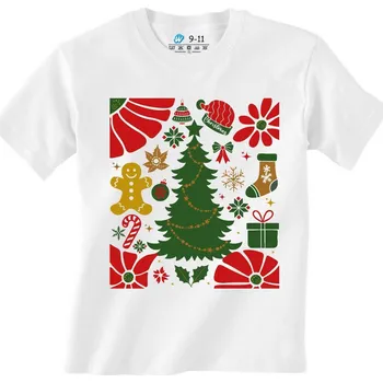 Dívčí tričko Dětské tričko Vánoční Balící Papír (Velikost: 3-4, Barva: Bílá)