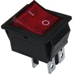 vypínač kolébkový ON-OFF 2pól. 250V/15A, červený s doutnavkou