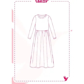 Elektronický PDF střih dámské lněné dlouhé šaty Alaina-32-38