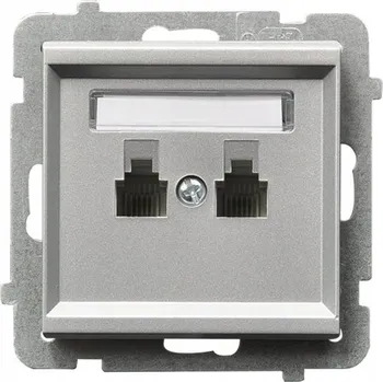 Elektrická zásuvka OSPEL TELEFONNÍ ZÁSUVKA DVOJITÁ PARALELNÍ STŘÍBRNÁ MATNÁ SONATA GPT-2RR/m/38