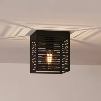 EGLO Stropní lampa Piedritas, černé čtvercové stínidlo černá 1 x 40 W - Doprava zdarma