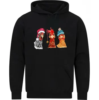 Pánská mikina Pánská mikina Zvědavé Vánoční Slepice (Velikost: 5XL, Barva: Černá)