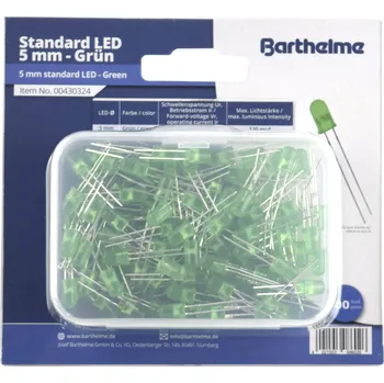 Dioda Barthelme sada LED zelená kulatý 5 mm 120 mcd 35 ° 20 mA 2 V