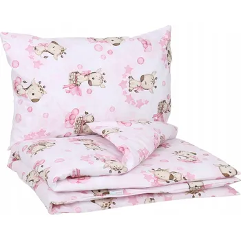 Povlečení Dětské bavlněné povlečení do postýlky 120x90 cm BABYMAM PREMIUM - Žirafa - růžové