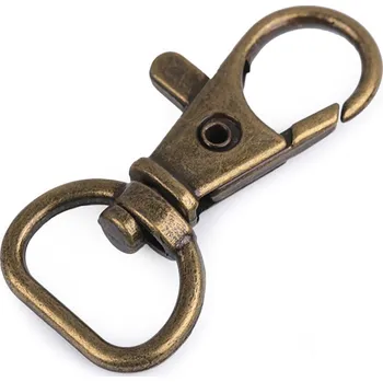 Kovová karabina otočná, průvlek 12 mm, střední, 2 staromosaz