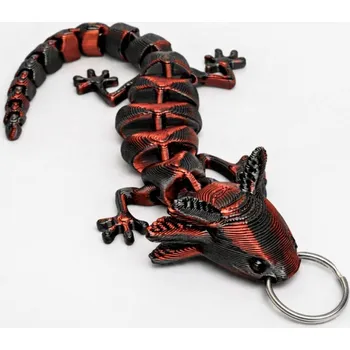 3D Flexi Axolotl na klíče | Svíčkománie3D | Barva: Červeno-černá lesklá