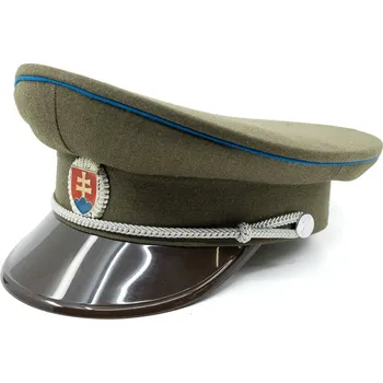 Čepice Brigadýrka SK stříbrný odznak, kšilt plast, modrá linka ZELENÁ velikost: 52