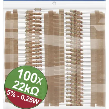 Rezistor Quadrios 22P074 22P074 sada uhlíkových rezistorů 22 kΩ axiální 0.25 W 5 procent 1 sada