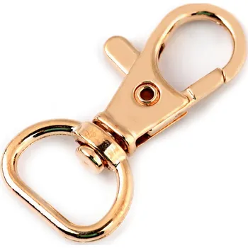 Kovová karabina otočná, průvlek 12 mm, malé, 4 růžové zlato