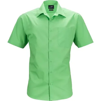 Pánská košile James & Nicholson Košile JN 644, popelínová, business, krátký rukáv COT02064404214-lime green 4XL Zelená lime