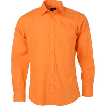 Pánská košile James & Nicholson Košile JN 678, popelínová, dlouhý rukáv COT02067823504-orange XL Oranžová