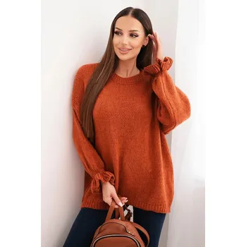 Dámský svetr Dámský svetr s příměsí mohairu a vlny volného střihu rudy UNI