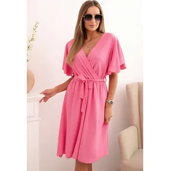 Dámské šaty Šaty s překládaným výstřihem světle růžová UNI