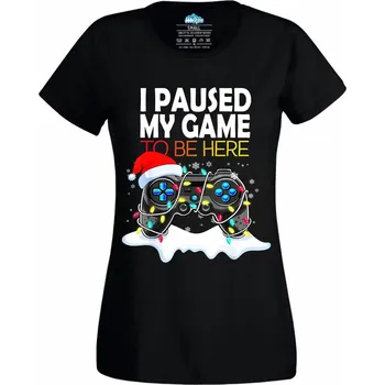 Dámské tričko Dámské tričko Vánoční Pauza Hráče (Velikost: M, Barva: Černá)