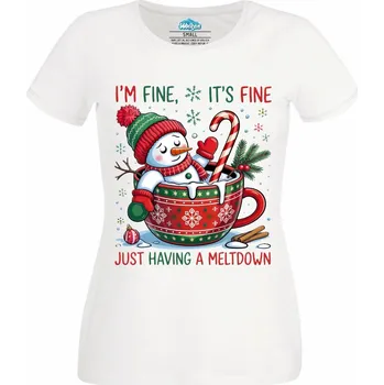 Dámské tričko Dámské tričko Rozteklý Sněhulák v Šálku (Velikost: XL, Barva: Bílá)