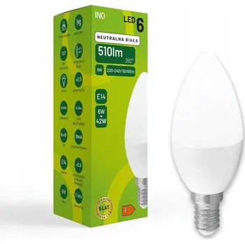Žárovka LED žárovka C37 E14 6W SVÍČKA 510lm 4000K INQ ELB035NW