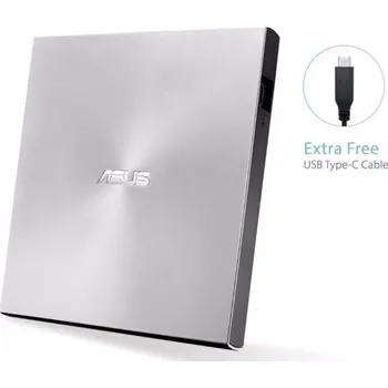 Mechanika ASUS DVD ZenDrive SDRW-08U9M-U SILVER, External Slim DVD-RW, USB Type-C/Type-A, M-DISC