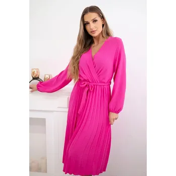 Dámské šaty Šaty se svázaným plisovaným lemem růžový UNI