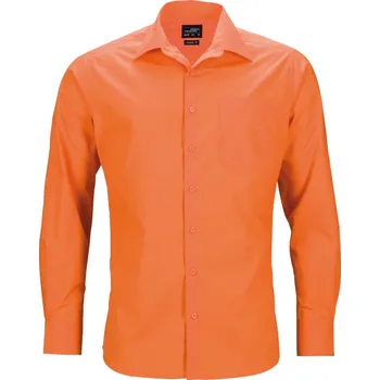 Pánská košile James & Nicholson Košile JN 642, popelínová, business, dlouhý rukáv COT02064223504-orange XL Oranžová