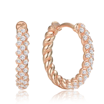 Náušnice MINET Elegantní pozlacené stříbrné náušnice se zirkony JMAN0678RE02