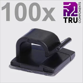 Stahovací páska TRU COMPONENTS T24CA020 kabelová spona samolepicí TC-12888436 Průměr kabelového svazku (rozsah) 1 do 7 mm černá 100 ks