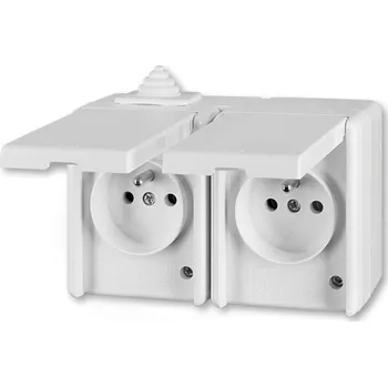Elektrická zásuvka Instalační zásuvka dvojnásobná nástěnná 5518-2029B IP44 ABB Praktik bílá