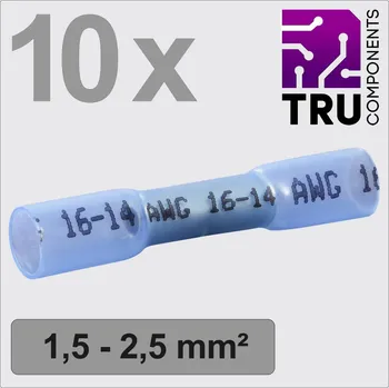 TRU COMPONENTS TC-13448496 krimpovací spojka se smršťovací bužírkou 1.5 mm² 2.5 mm² plná izolace modrá 10 ks