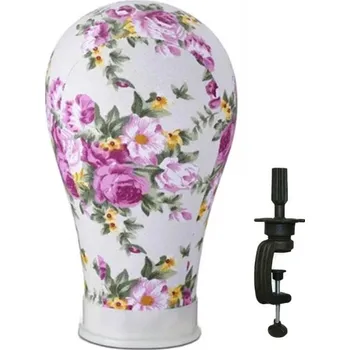 Kadeřnické nůžky Stojan na paruky s držákem na stůl, obvod hlavy 55,88 cm Vzor květin s motivem růží pro kadeřnické salony a domácí použití