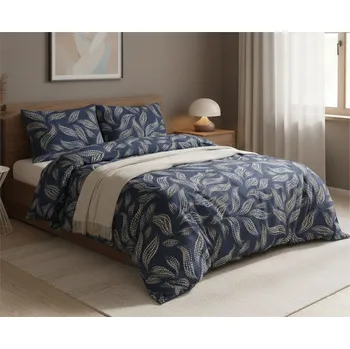 Povlečení Povlečení bavlněné, Flanel Blue leaves, 140 x 200/70 x 90 cm