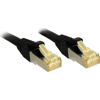 Datový kabel LINDY 47305 RJ45 síťové kabely, propojovací kabely CAT 6a (surový kabel CAT 7) S/FTP 0.30 m černá s ochranou 1 ks