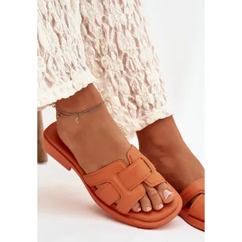 Dámské žabky Dámské pantofle na plochém podpatku oranžové Lorania 38