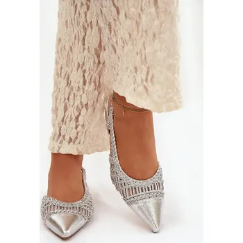 Dámské sandále Dámské sandály s pletením na klíně stříbrné Nivorra 37