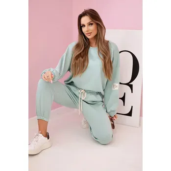 Dámská halenka Komplet teplákové + kalhoty máslová látka tmavá máta UNI