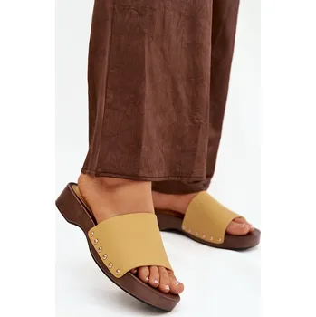 Dámské žabky Dámské pantofle s cvoky žluté Terissa 41