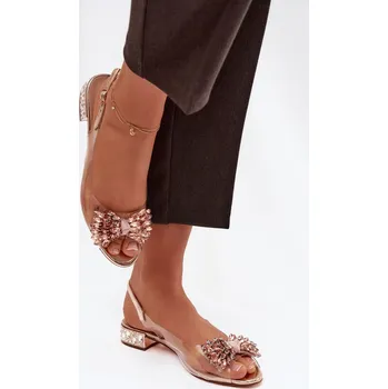 Dámské sandále Průhledné sandály s mašlí D&A MR52-231 růžové zlato 37