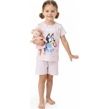 Světle růžové dětské krátké pyžamo Bluey Velikost: 98