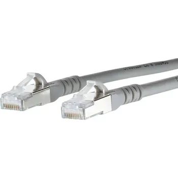 Datový kabel Metz Connect 1308450533-E RJ45 síťové kabely, propojovací kabely CAT 6A S/FTP 0.50 m šedá s ochranou 1 ks