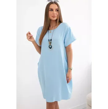 Dámské šaty Šaty s kapsami a přívěskem modrý UNI