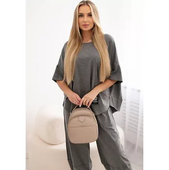 Dámská halenka Bavlněný komplet halenka + kalhoty Grafit UNI