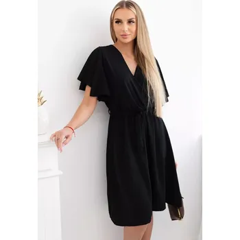 Dámské šaty Šaty s vrstveným výstřihem černý UNI