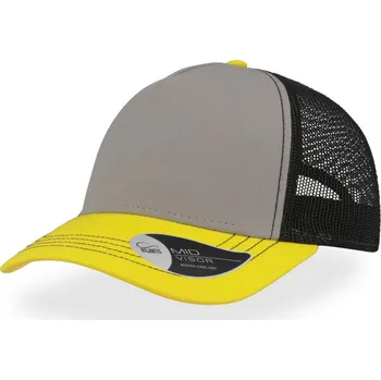 Pracovní přilba Atlantis Headwear Kšiltovka Rapper Canvas, 5 panelová, síťovaná COT336060y7499-grey/bright UNI Šedá/žlutá/černá