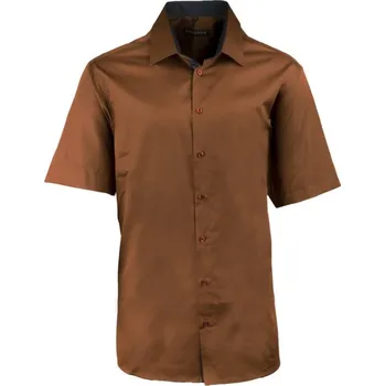Pánská móda Pánská bronzová košile slim krátký rukáv Assante 40241, Velikost 43/44 (XL)