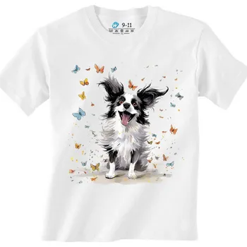 Dívčí tričko Dětské tričko Papillon mezi Motýly (Barva: Bílá)