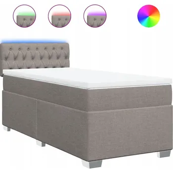 Postel Kontinentální postel 200x80 cm taupe s pružinovou matrací a LED osvětlením