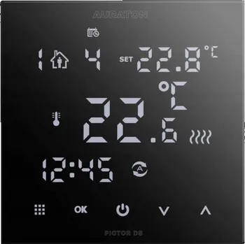 Týdenní termostat Auraton Pictor DS, (2 čidla) se zapuštěnou montáží a napájením 230V, vhodný pro více druhů vytápění, černá