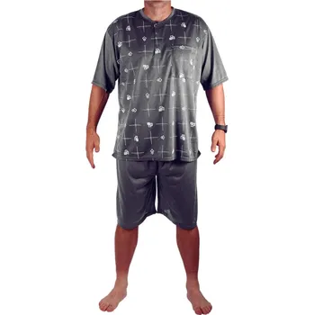 Pánské pyžamo Arpád pánské pyžamo krátký rukáv a kraťasy 4XL tmavě šedá